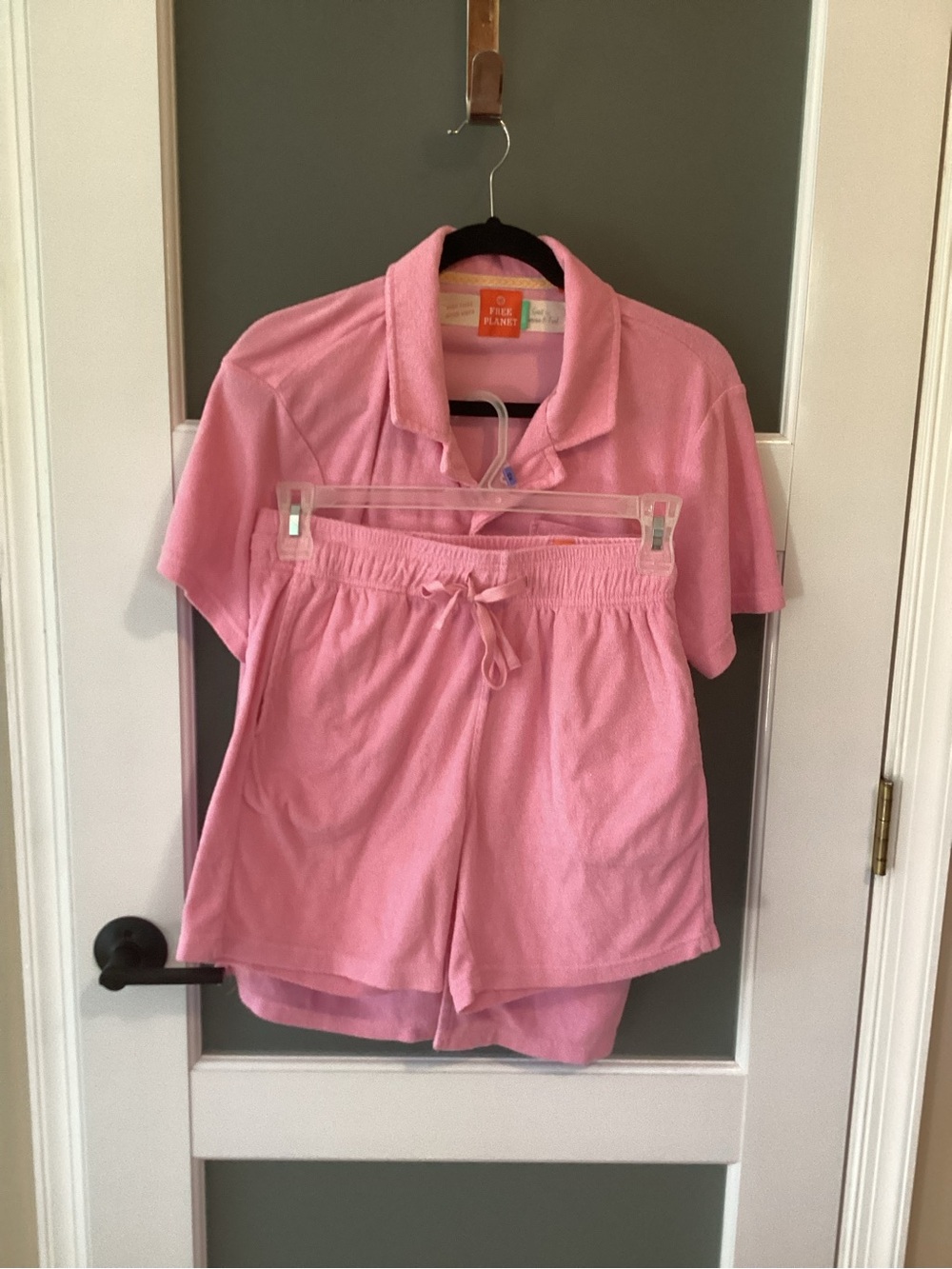 Free Planet Unisex Pink Terry Short Set - Small